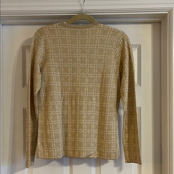Vintage Liz Claiborne gold/tan Patterned Cardigan - Picture 3 of 9